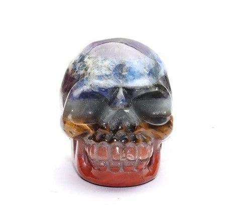 7 Chakra Skull Figurine Bonded Carved Natural Gemstones Love Amber X