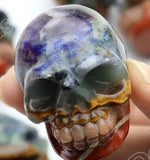 7 Chakra Skull Figurine Bonded Carved Natural Gemstones Love Amber X