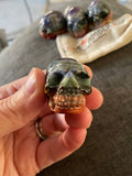 7 Chakra Skull Figurine Bonded Carved Natural Gemstones Love Amber X