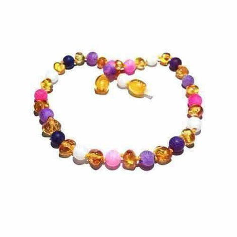 Adult Amelie Honey Baltic Amber Pink Purple Dragon Agate Necklace Love Amber X