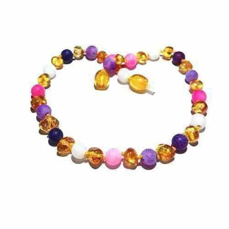 Adult Amelie Honey Baltic Amber Pink Purple Agate Anklet Love Amber X