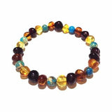 Adult Autumn Rain Jasper Rainbow Mixed Baltic Amber Stretch Bracelet Love Amber X