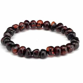 Adult Blackforest Dark Cherry Baltic Amber Stretch Bracelet Love Amber X