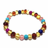 Adult Blossom Honey Baltic Amber Howlite Lapis Lazuli Quartz Stretch Bracelet Love Amber X