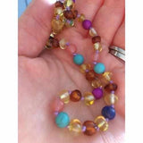 Adult Blossom Honey Baltic Amber Purple Howlite Lapis Lazuli Quartz Anklet Love Amber X