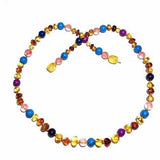 Adult Blossom Honey Baltic Amber Purple Howlite Lapis Lazuli Quartz Necklace Love Amber X