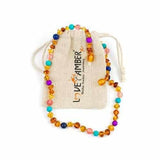 Adult Blossom Honey Baltic Amber Purple Howlite Lapis Lazuli Quartz Necklace Love Amber X