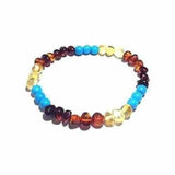 Adult Boho Rainbow Mixed Baltic Amber Stretch Bracelet Love Amber X