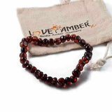 Adult Brandy Snap Cognac Baltic Amber Stretch Bracelet Love Amber X