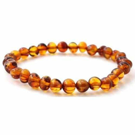 Adult Brandy Snap Cognac Baltic Amber Stretch Bracelet Love Amber X