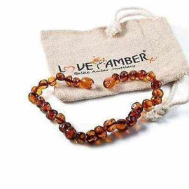 Adult Brandy Snap Cognac Brown Baltic Amber Anklet Love Amber X