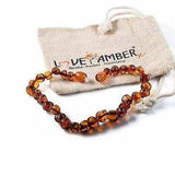 Adult Brandy Snap Cognac Brown Baltic Amber Anklet Love Amber X