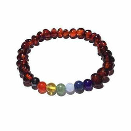 Adult Chakra Polished Cognac Baltic Amber Gemstone Stretch Bracelet Love Amber X