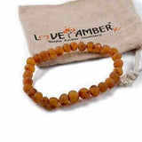 Adult Cocoa Raw Unpolished Cognac Baltic Amber Stretch Bracelet Love Amber X