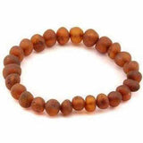 Adult Cocoa Raw Unpolished Cognac Baltic Amber Stretch Bracelet Love Amber X