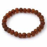 Adult Cocoa Raw Unpolished Cognac Baltic Amber Stretch Bracelet Love Amber X