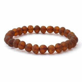 Adult Cocoa Raw Unpolished Cognac Baltic Amber Stretch Bracelet Love Amber X