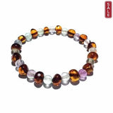 Adult Dark Brigid Cognac Baltic Amber Fluorite Stretch Bracelet Love Amber X