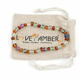 Adult Dark Brigid Cognac Baltic Amber Fluorite Stretch Bracelet Love Amber X