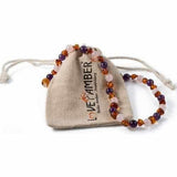 Adult Dark Tara Cognac Baltic Amber Amethyst Rose Quartz Anklet Love Amber X