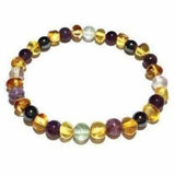 Adult Eirene Gemstones and Honey Baltic Amber Stretch Bracelet Love Amber X