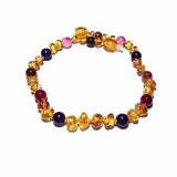 Adult Emily Honey Baltic Amber Amethyst Pink Purple Agate Anklet Love Amber X