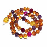 Adult Emily Honey Baltic Amber Amethyst Pink Purple Agate Necklace Love Amber X