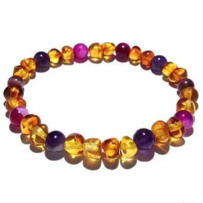 Adult Emily Honey Baltic Amber Gemstone Stretch Bracelet Love Amber X