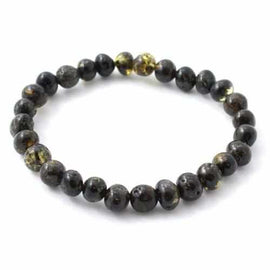 Adult Evergreen Green Baltic Amber Stretch Bracelet Love Amber X