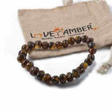 Adult Evergreen Green Baltic Amber Stretch Bracelet Love Amber X