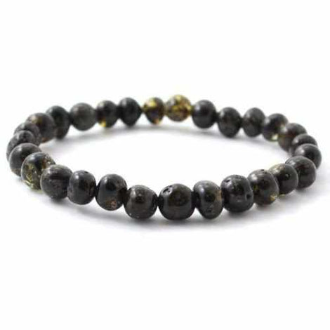 Adult Evergreen Green Baltic Amber Stretch Bracelet Love Amber X