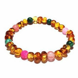 Adult Fleur Honey Baltic Amber Quartz Pink Agate Malachite Stretch Bracelet Love Amber X
