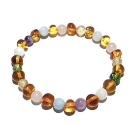 Adult Freya Honey Baltic Amber Gemstone Stretch Bracelet Love Amber X