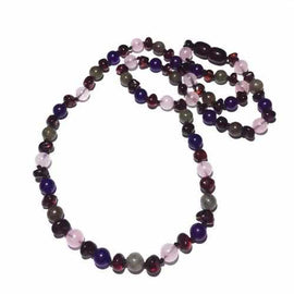 Adult Gaia Cherry Baltic Amber Amethyst Rose Quartz Labradorite Necklace Love Amber X