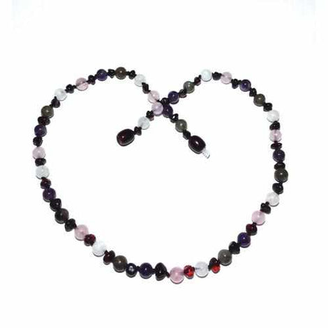 Adult Gaia Moonstone Cherry Amber Amethyst Rose Quartz Labradorite Necklace Love Amber X