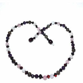 Adult Gaia Moonstone Cherry Amber Amethyst Rose Quartz Labradorite Necklace Love Amber X