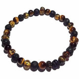 Adult Glam Rock Baltic Amber Tigers Eye Lava Volcanic Stone Stretch Bracelet Love Amber X