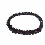Adult Gothic Rock Baltic Amber Hematite Lava Volcanic Rock Stretch Bracelet Love Amber X