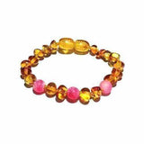 Adult Honeysuckle Polished Honey Baltic Amber Pink Agate Anklet Love Amber X