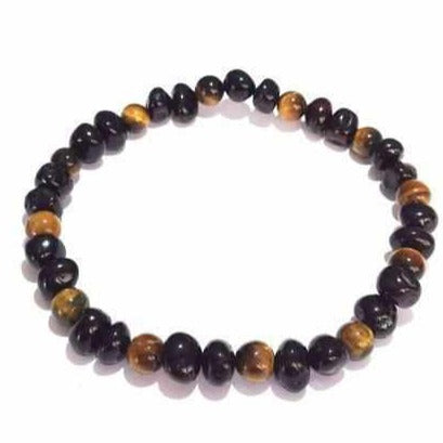 Adult Horus Gemstone and Dark Cherry Baltic Amber Stretch Bracelet Love Amber X