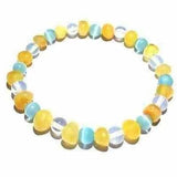 Adult Ice Butterscotch Baltic Amber Blue Cats Eyes Opalite Stretch Bracelet Love Amber X
