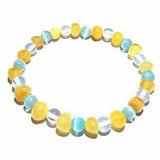Adult Ice Butterscotch Baltic Amber Blue Cats Eyes Opalite Stretch Bracelet Love Amber X
