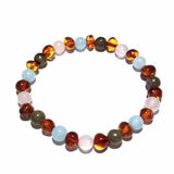 Adult Isla Aquamarine Rose Quartz Labradorite Baltic Amber Stretch Bracelet Love Amber X