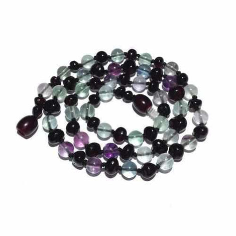 Adult Midnight Brigid Dark Cherry Polished Baltic Amber Fluorite Necklace Love Amber X