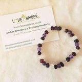 Adult Midnight Tara Cherry Baltic Amber Amethyst Rose Quartz Stretch Bracelet Love Amber X