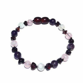 Adult Midnight Tara Moon Cherry Baltic Amber Amethyst Rose Quartz Bracelet Love Amber X