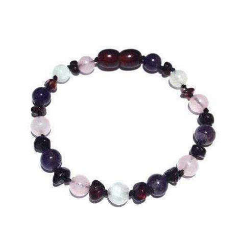 Adult Midnight Tara Moon Cherry Baltic Amber Amethyst Rose Quartz Bracelet Love Amber X