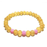 Adult Nurture Raw Honey Baltic Amber Pink Agate Stretch Bracelet Love Amber X