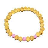 Adult Nurture Raw Honey Baltic Amber Pink Agate Stretch Bracelet Love Amber X