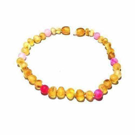 Adult Nurture Raw Honey Pink Dragon Agate Baltic Amber Anklet Love Amber X